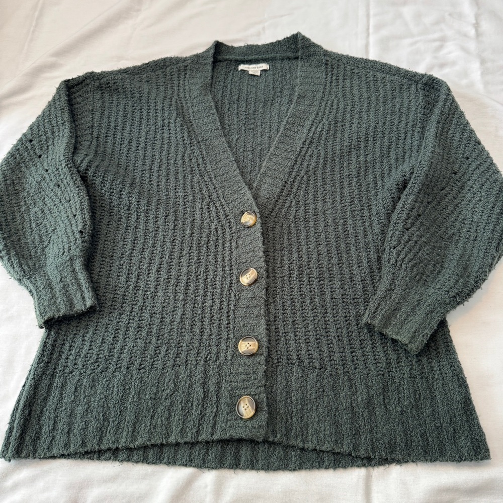 American Eagle XS Green Oversized Chunky Knit Cardigan Sweater ~ Grandpa Casual